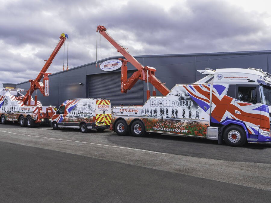 Richfords recovery fleet at the depot, the vehicles a controller allocates
